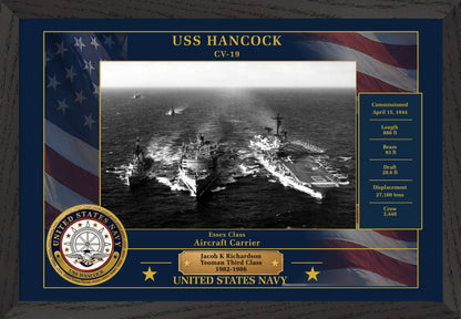 USS Hancock CV-19 Framed Patriotic Photo