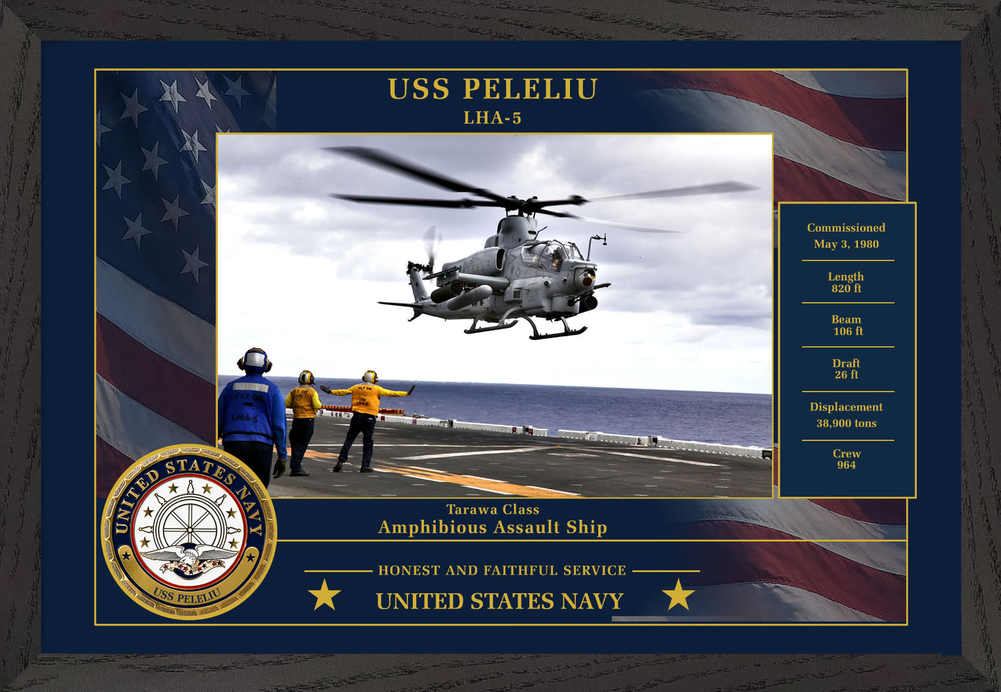 USS Peleliu LHA-5 Framed Patriotic Photo