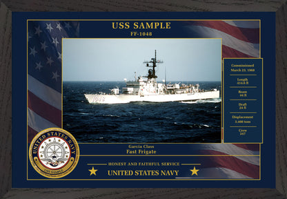 USS Sample FF-1048 Framed Patriotic Photo