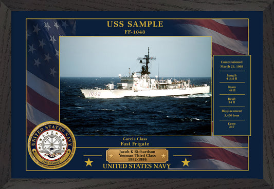 USS Sample FF-1048 Framed Patriotic Photo