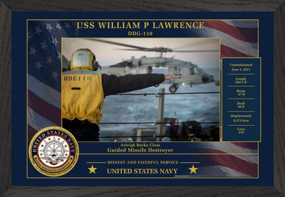 USS William P Lawrence DDG-110 Framed Patriotic Photo