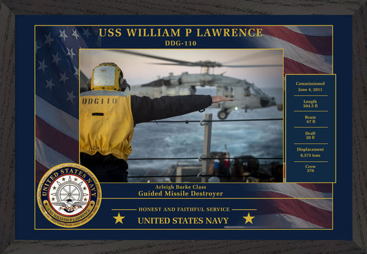 USS William P Lawrence DDG-110 Framed Patriotic Photo
