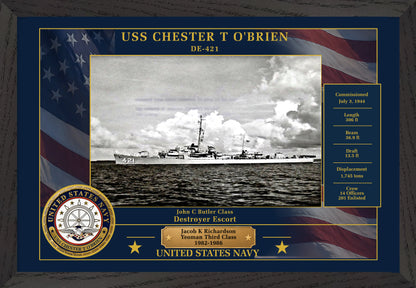 USS Chester T Obrien DE-421 Framed Patriotic Photo