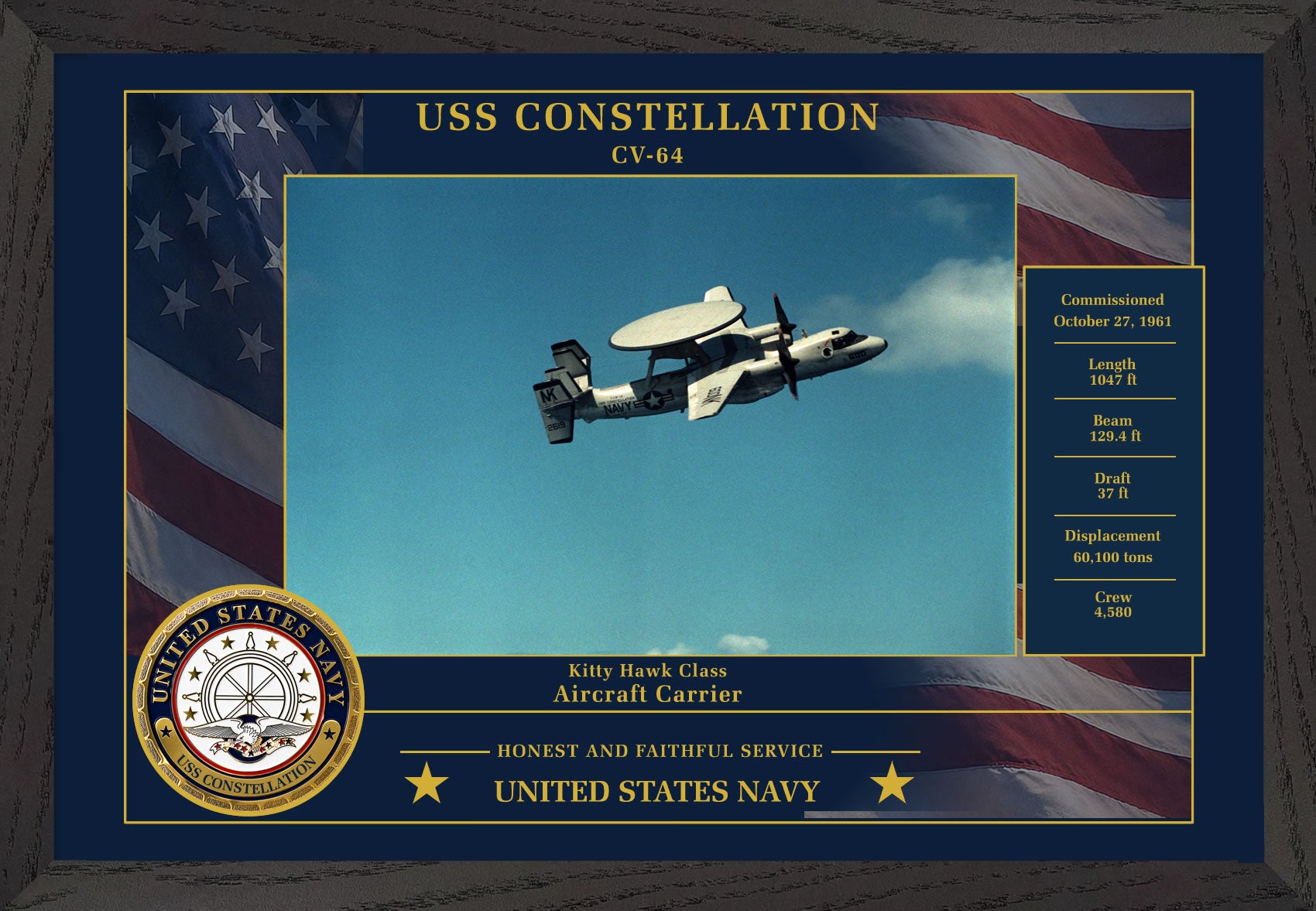 USS Constellation CV-64 Framed Patriotic Photo