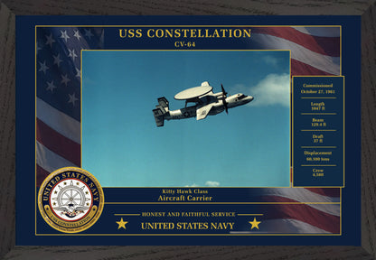 USS Constellation CV-64 Framed Patriotic Photo
