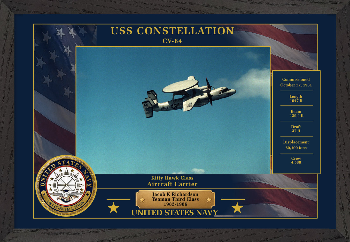 USS Constellation CV-64 Framed Patriotic Photo