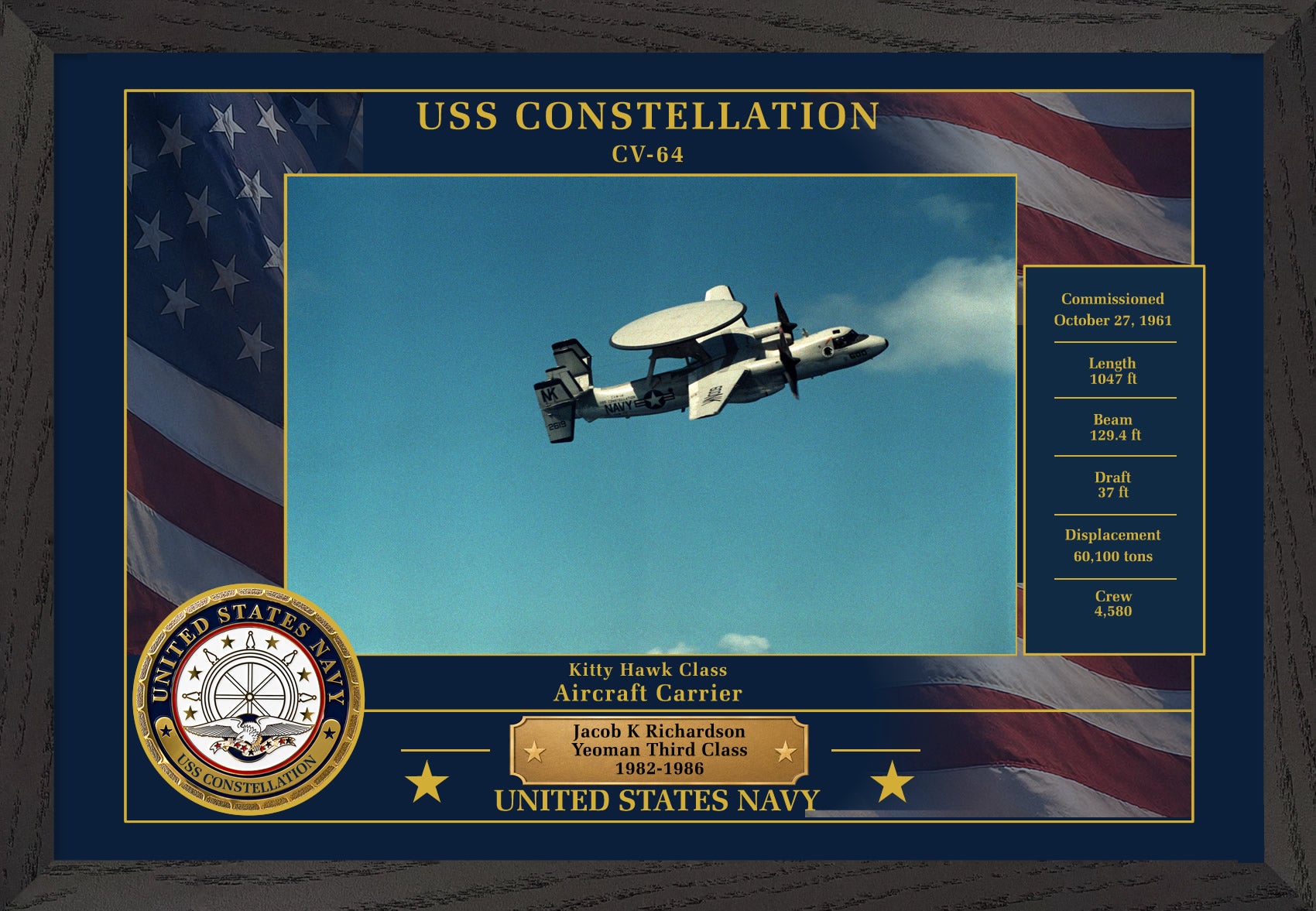 USS Constellation CV-64 Framed Patriotic Photo