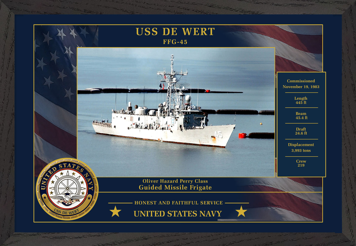 USS De Wert FFG-45 Framed Patriotic Photo