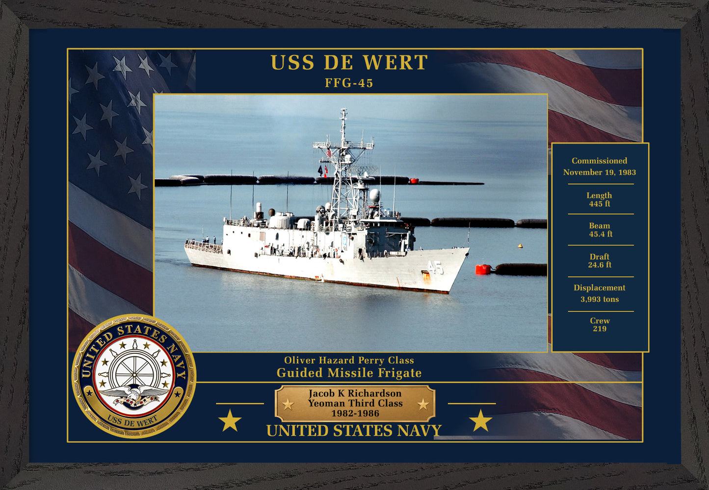 USS De Wert FFG-45 Framed Patriotic Photo