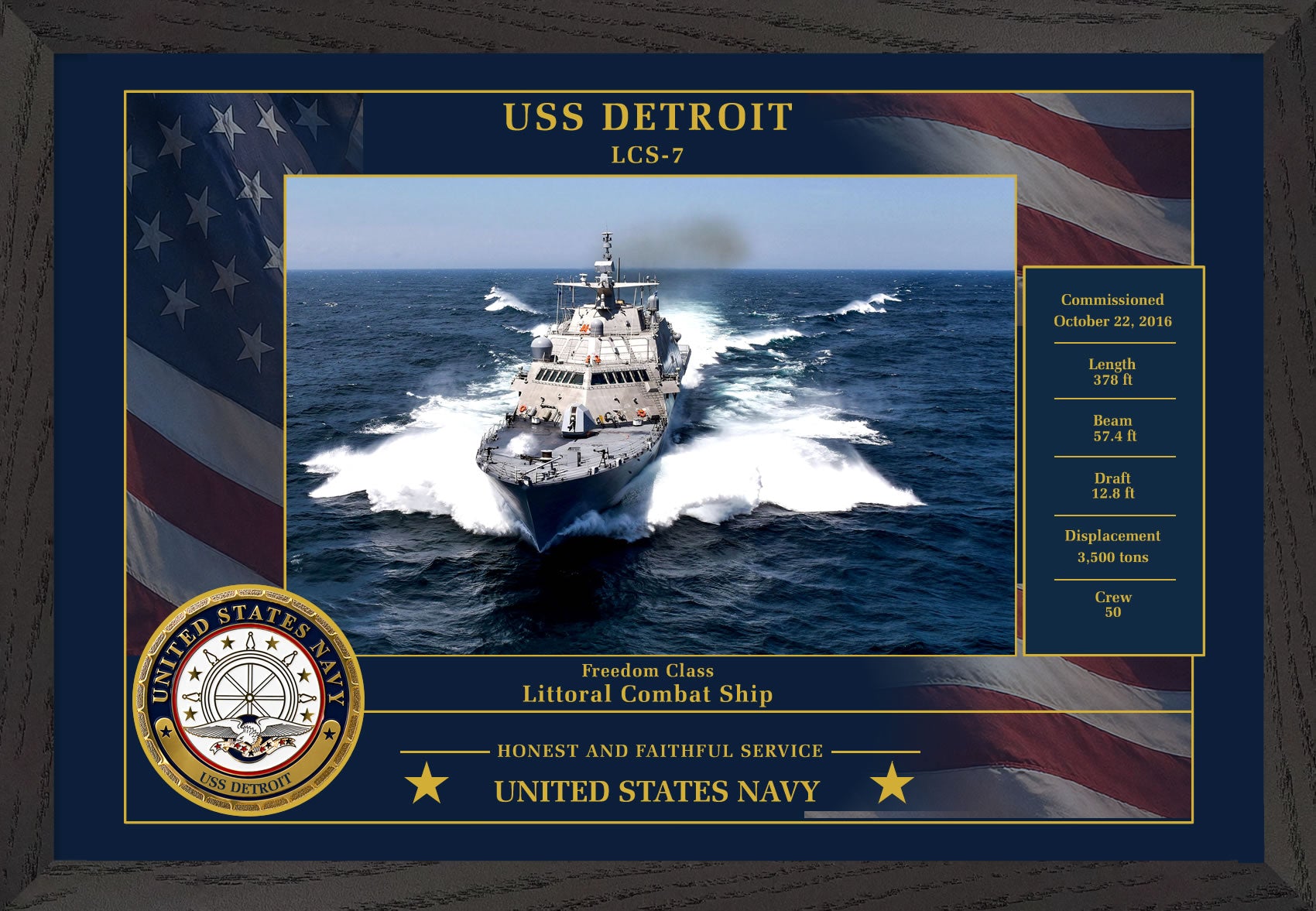 USS Detroit LCS-7 Framed Patriotic Photo
