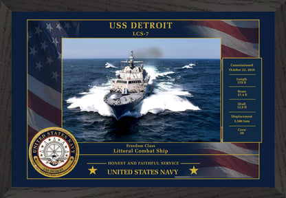 USS Detroit LCS-7 Framed Patriotic Photo