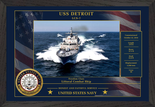 USS Detroit LCS-7 Framed Patriotic Photo