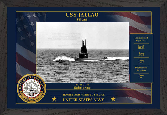 USS Jallao SS-368 Framed Patriotic Photo
