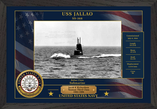 USS Jallao SS-368 Framed Patriotic Photo