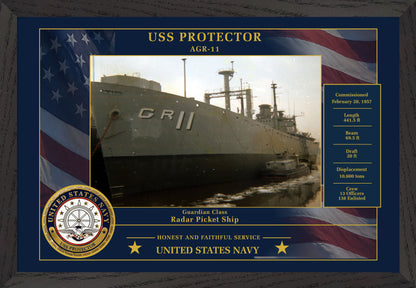 USS Protector AGR-11 Framed Patriotic Photo