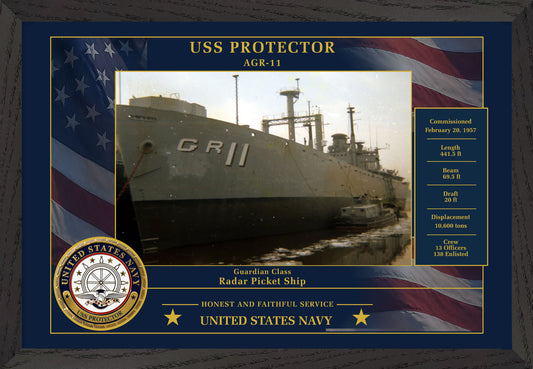 USS Protector AGR-11 Framed Patriotic Photo