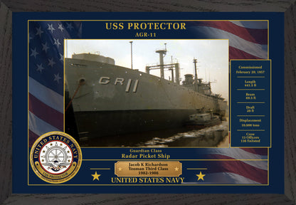 USS Protector AGR-11 Framed Patriotic Photo
