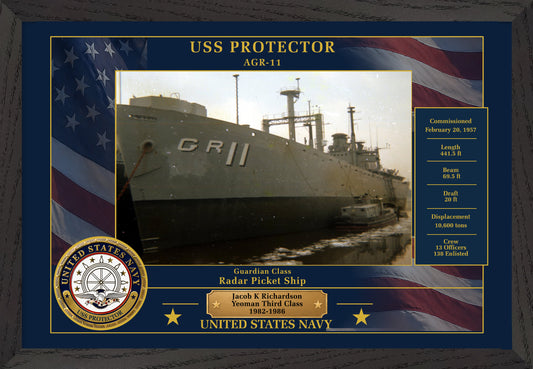 USS Protector AGR-11 Framed Patriotic Photo