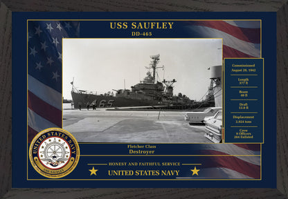 USS Saufley DD-465 Framed Patriotic Photo