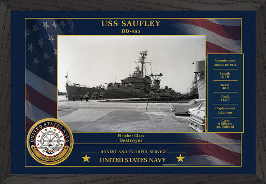 USS Saufley DD-465 Framed Patriotic Photo