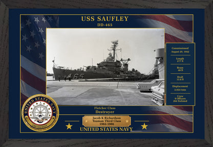 USS Saufley DD-465 Framed Patriotic Photo