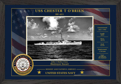 USS Chester T Obrien DE-421 Framed Patriotic Photo
