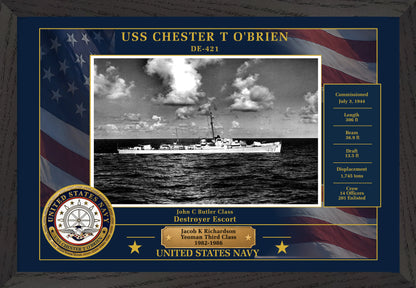 USS Chester T Obrien DE-421 Framed Patriotic Photo