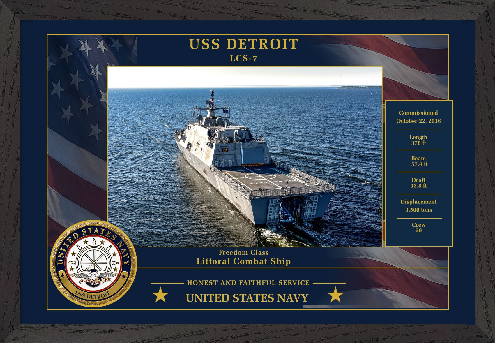USS Detroit LCS-7 Framed Patriotic Photo