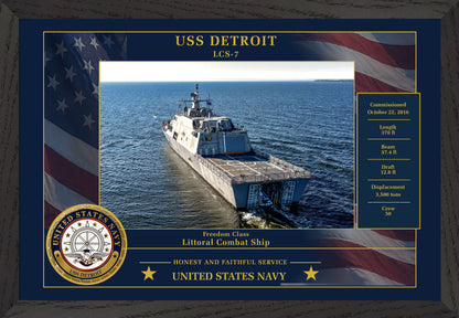 USS Detroit LCS-7 Framed Patriotic Photo