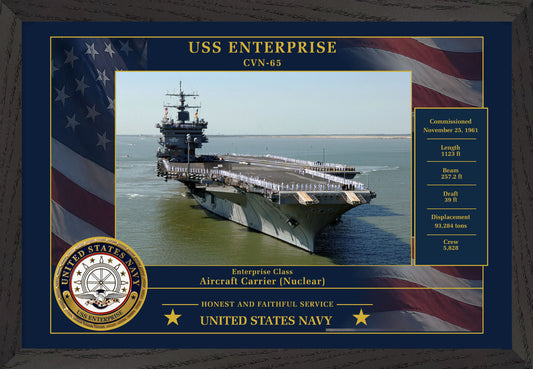 USS Enterprise CVN-65 Framed Patriotic Photo