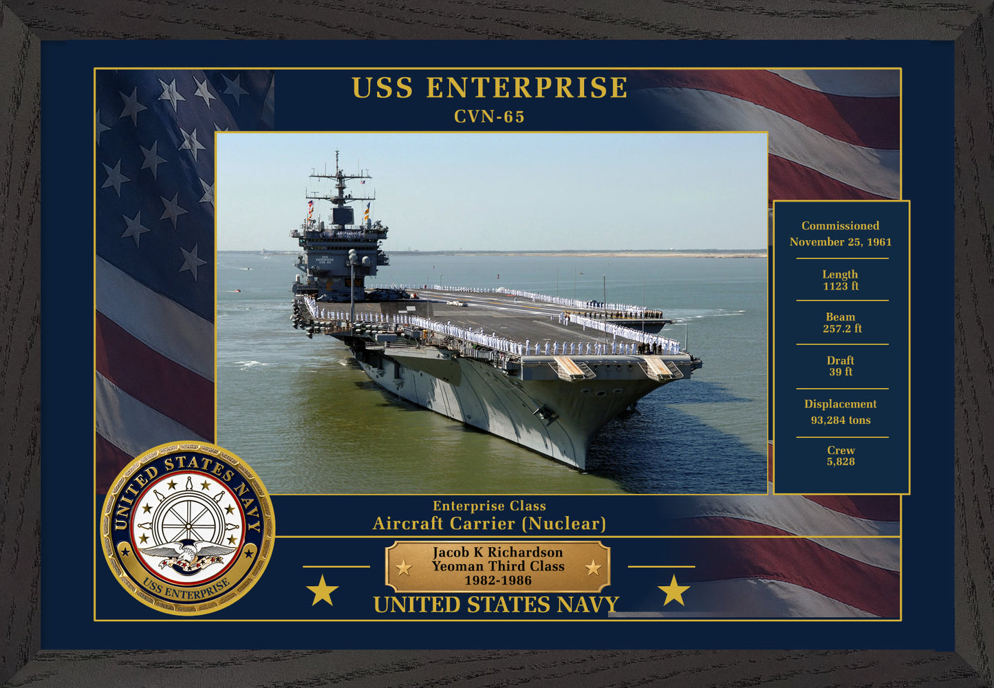 USS Enterprise CVN-65 Framed Patriotic Photo