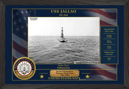 USS Jallao SS-368 Framed Patriotic Photo