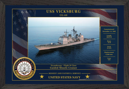 USS Vicksburg CG-69 Framed Patriotic Photo