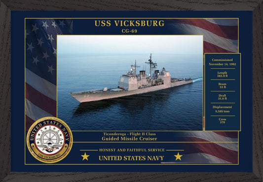 USS Vicksburg CG-69 Framed Patriotic Photo