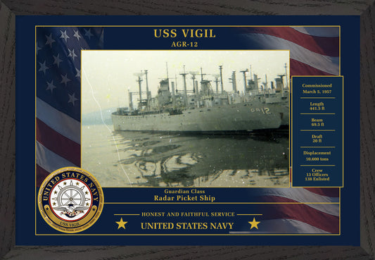 USS Vigil AGR-12 Framed Patriotic Photo