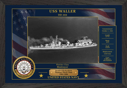 USS Waller DD-466 Framed Patriotic Photo