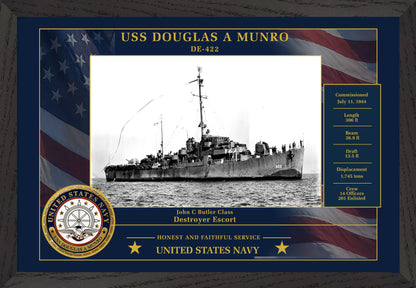 USS Douglas A Munro DE-422 Framed Patriotic Photo