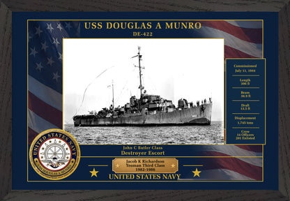 USS Douglas A Munro DE-422 Framed Patriotic Photo