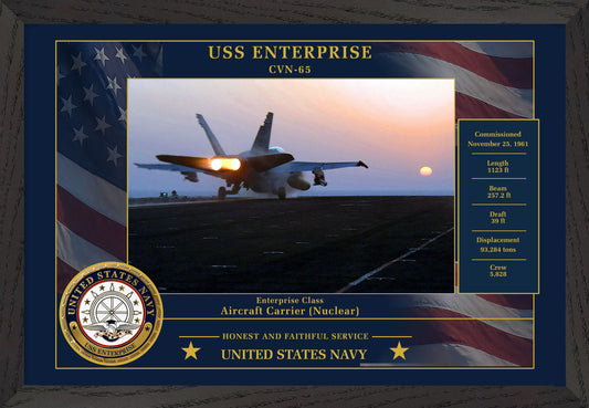 USS Enterprise CVN-65 Framed Patriotic Photo
