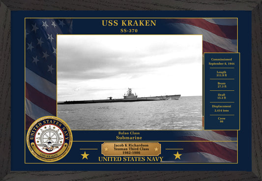USS Kraken SS-370 Framed Patriotic Photo