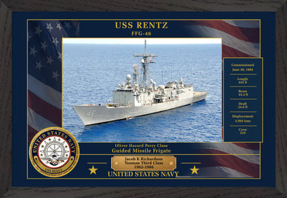 USS Rentz FFG-46 Framed Patriotic Photo