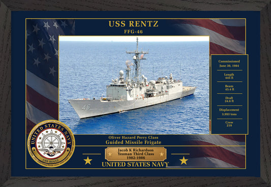 USS Rentz FFG-46 Framed Patriotic Photo