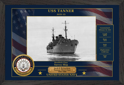 USS Tanner AGS-15 Framed Patriotic Photo