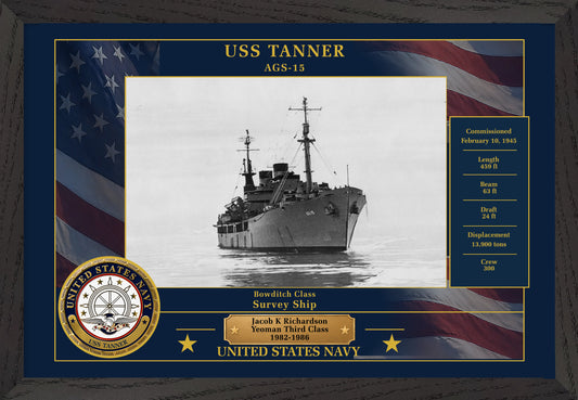 USS Tanner AGS-15 Framed Patriotic Photo