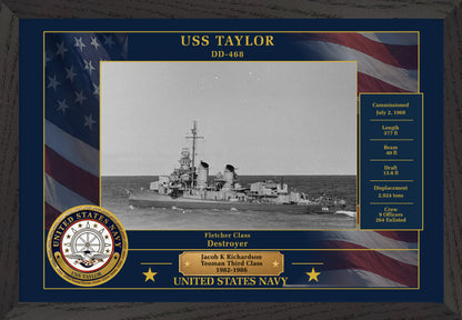 USS Taylor DD-468 Framed Patriotic Photo