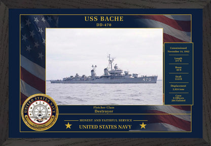 USS Bache DD-470 Framed Patriotic Photo