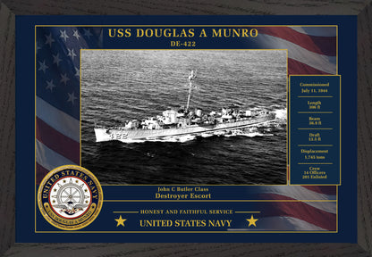 USS Douglas A Munro DE-422 Framed Patriotic Photo