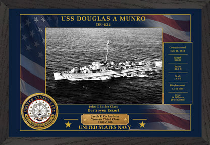 USS Douglas A Munro DE-422 Framed Patriotic Photo