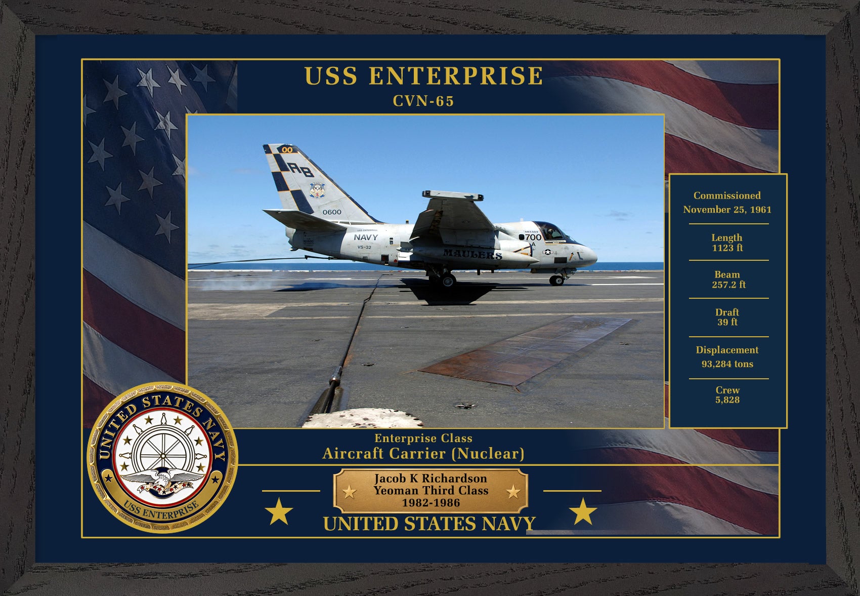 USS Enterprise CVN-65 Framed Patriotic Photo
