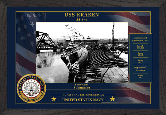 USS Kraken SS-370 Framed Patriotic Photo